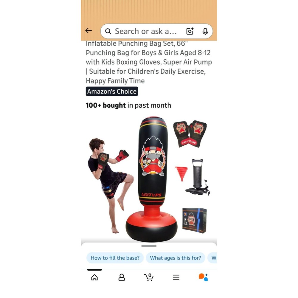 Inflatable Punching Bag Set For Kids 8-12